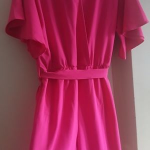 Hot pink  belted jump suit, with wide legs